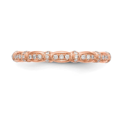 14K Roségold Ehering mit echten Diamanten