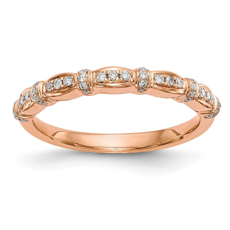 14K Roségold Ehering mit echten Diamanten