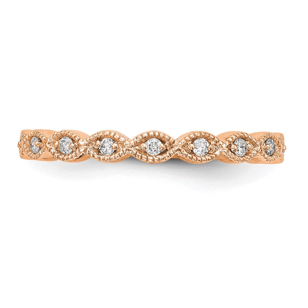 14K Roségold Ehering mit echten Diamanten