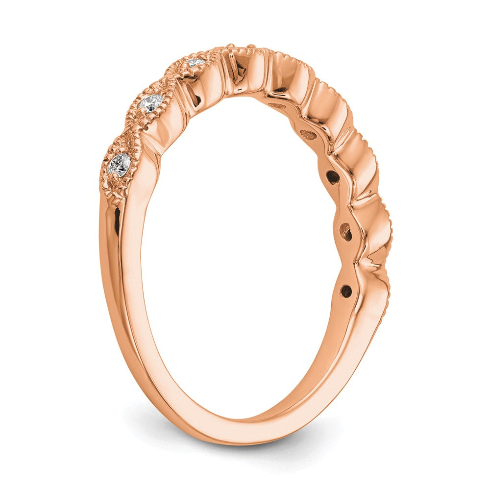 14K Roségold Ehering mit echten Diamanten