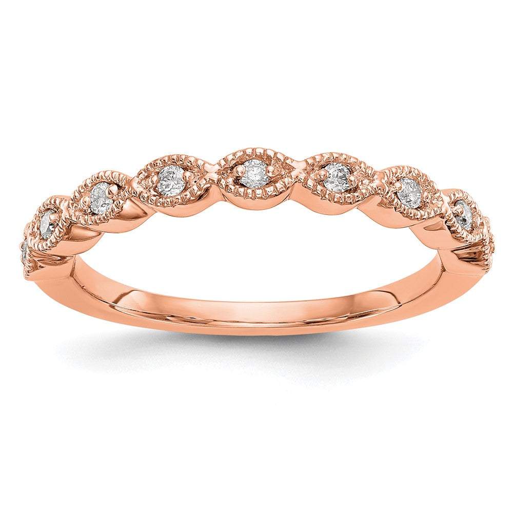14K Roségold Ehering mit echten Diamanten