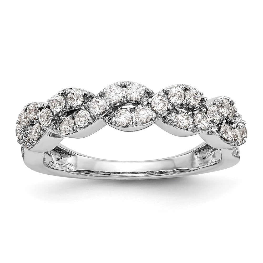 14K Weißgold Ring mit echten Diamanten