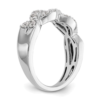 14K Weißgold Ring mit echten Diamanten