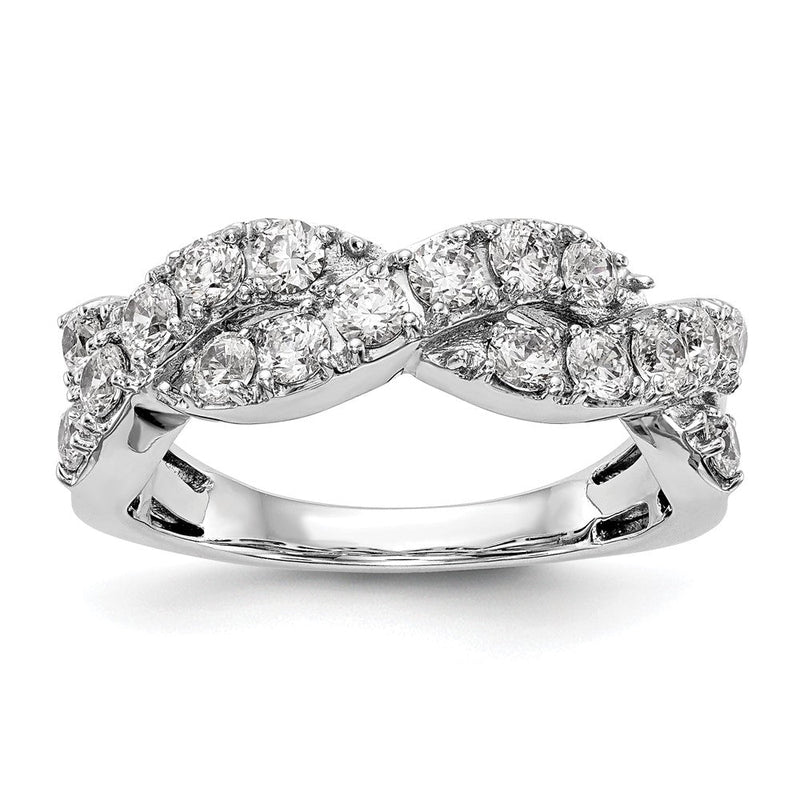 14K Weißgold Ehering mit natürlichen Diamanten, 1 ct Gesamtgewicht