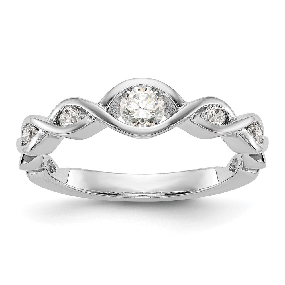 14K Weißgold Ehering mit natürlichen Diamanten, 0,575 ct Gesamtgewicht