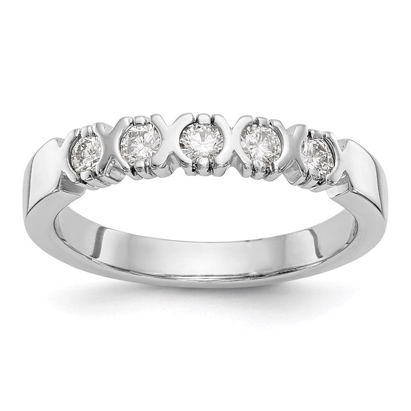 14K Weißgold Ehering mit 5 natürlichen Diamanten, 0,26 ct. Gesamtgewicht, kanalgefasst