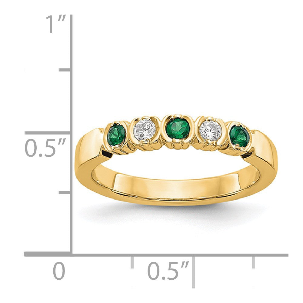 14K Gelbgold Echt Diamant mit Smaragd Ring