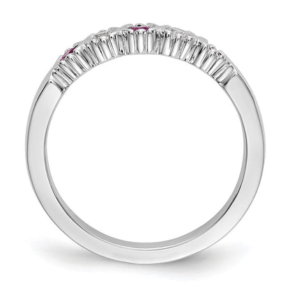 14K Weißgold Ring mit natürlichen Diamanten und Rubin