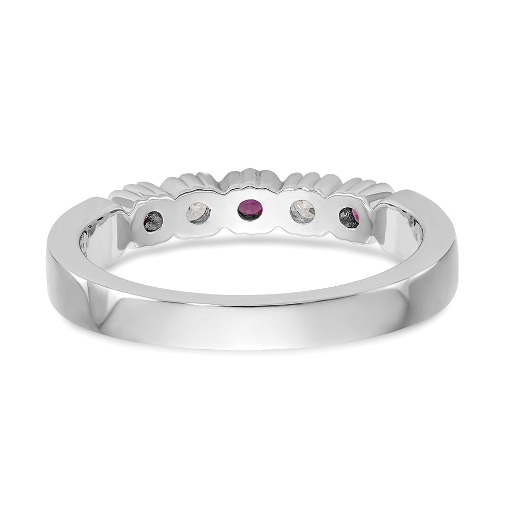 14K Weißgold Ring mit natürlichen Diamanten und Rubin