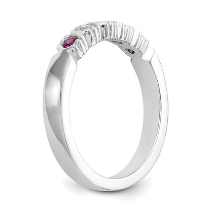 14K Weißgold Ring mit natürlichen Diamanten und Rubin