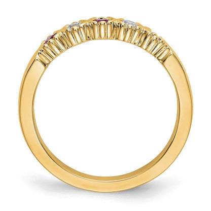 14K Gelbgold Echt Diamant mit Rubin Ring