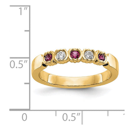 14K Gelbgold Echt Diamant mit Rubin Ring