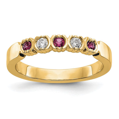 14K Gelbgold Echt Diamant mit Rubin Ring