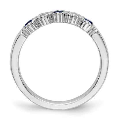 14K Weißgold Ring mit natürlichen Diamanten und Saphir