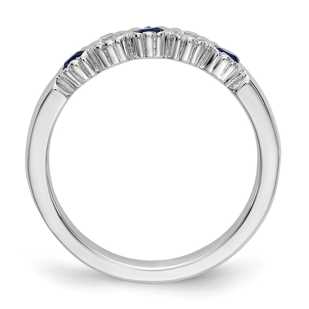 14K Weißgold Echt Diamant mit Saphir Ring