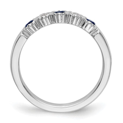 14K Weißgold Echt Diamant mit Saphir Ring