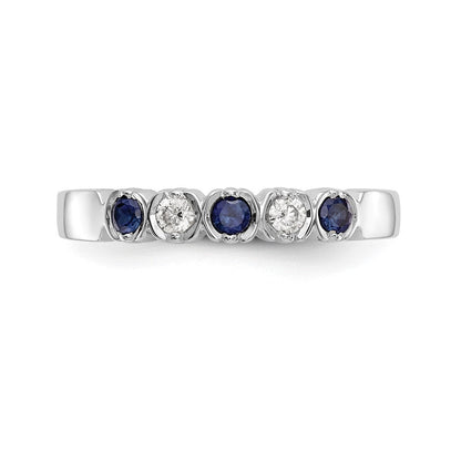14K Weißgold Echt Diamant mit Saphir Ring