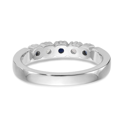 14K Weißgold Ring mit natürlichen Diamanten und Saphir
