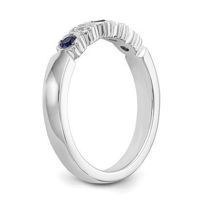 14K Weißgold Echt Diamant mit Saphir Ring