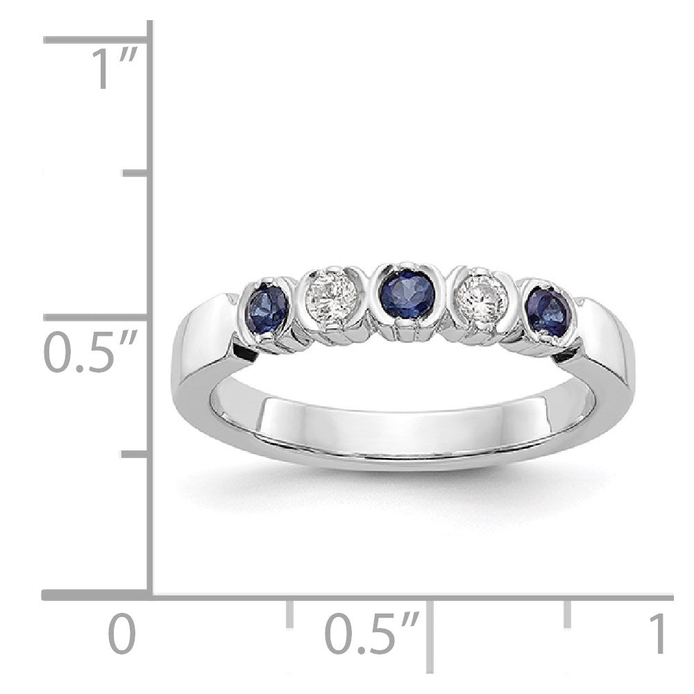 14K Weißgold Echt Diamant mit Saphir Ring