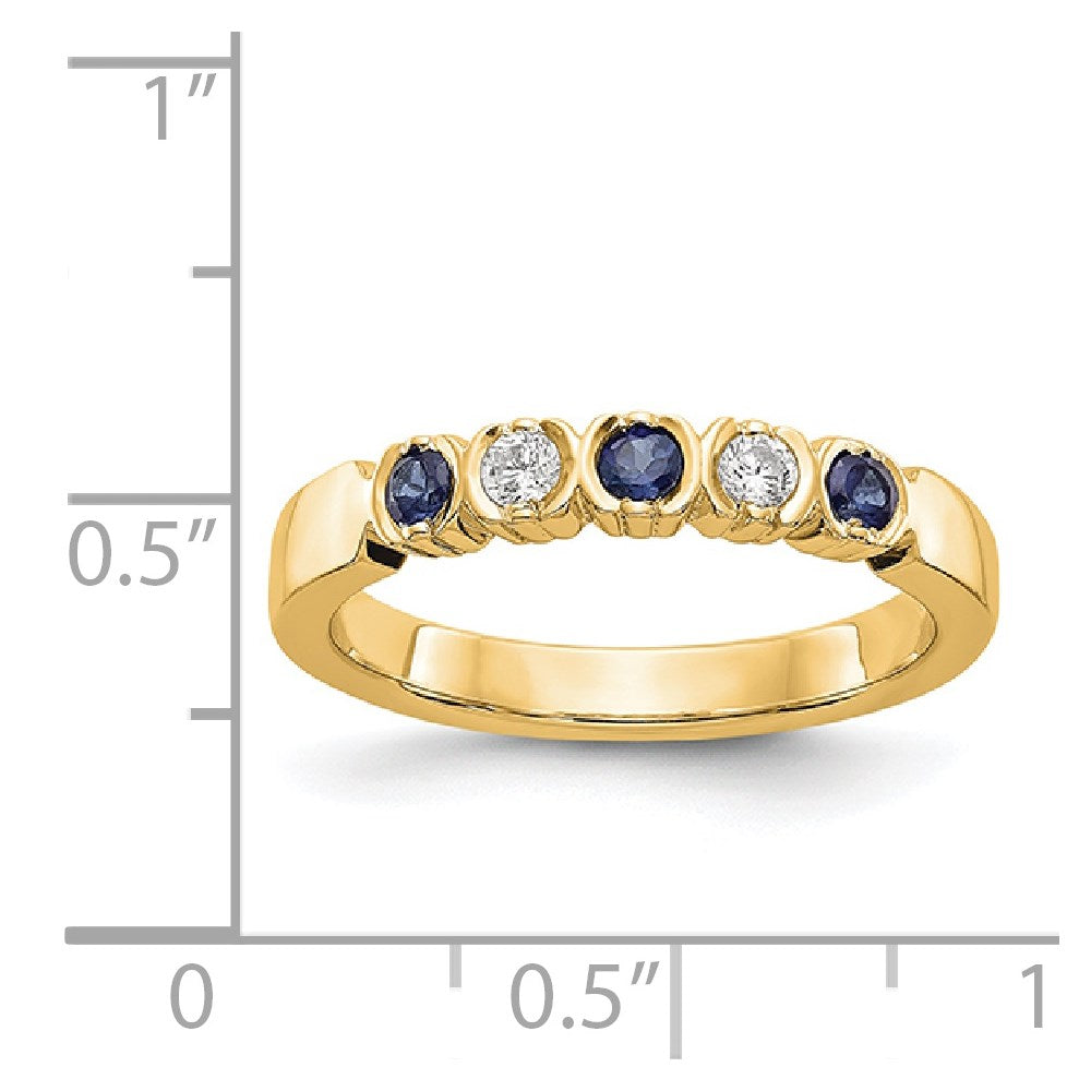 14K Gelbgold Echt Diamant mit Saphir Ring