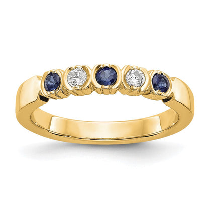 14K Gelbgold Echt Diamant mit Saphir Ring