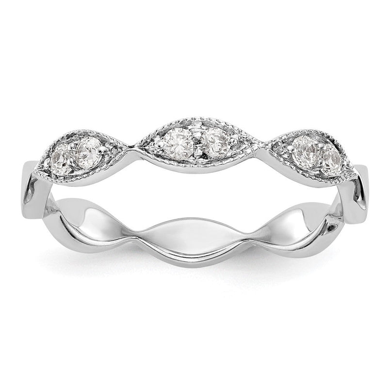 14K Weißgold Ehering mit natürlichen Diamanten 0,18 ct