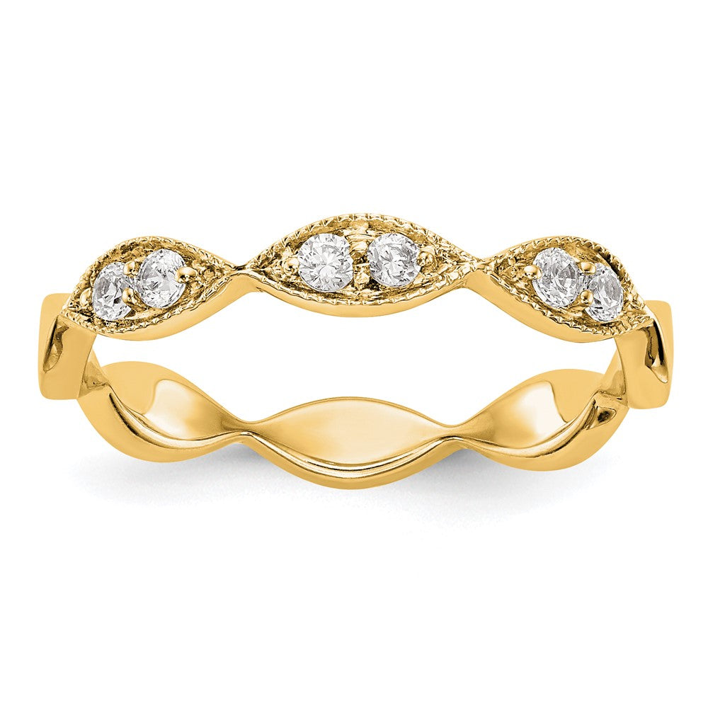14K Gelbgold Ehering mit echten Diamanten