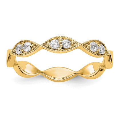 14K Gelbgold Ehering mit echten Diamanten
