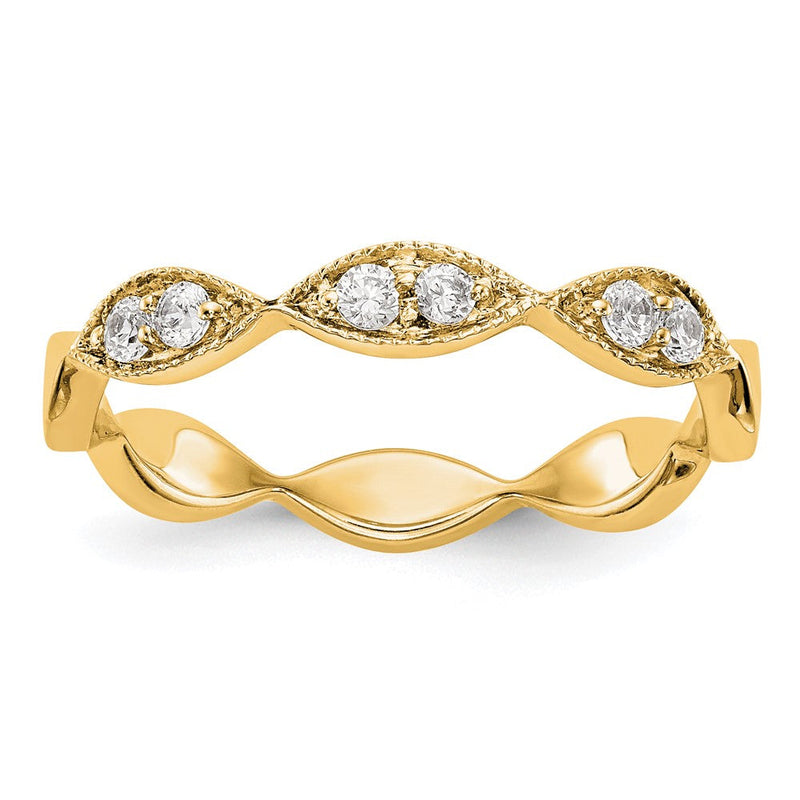 14K Gelbgold Ehering mit echten Diamanten