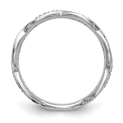 14K Weißgold Ring mit schwarzen und weißen natürlichen Diamanten