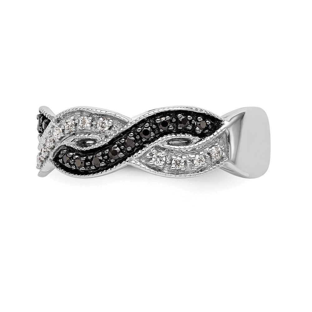 14K Weißgold Ring mit schwarzen und weißen natürlichen Diamanten