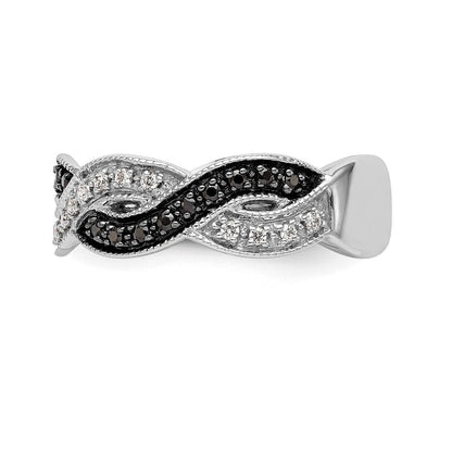 14K Weißgold Ring mit schwarzen und weißen natürlichen Diamanten
