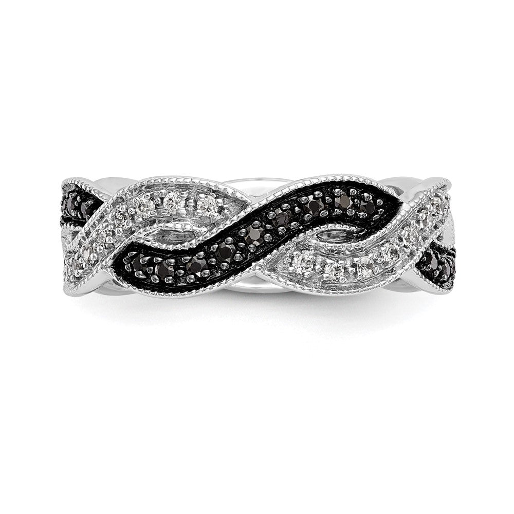 14K Weißgold Ring mit schwarzen und weißen natürlichen Diamanten
