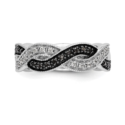 14K Weißgold Ring mit schwarzen und weißen natürlichen Diamanten