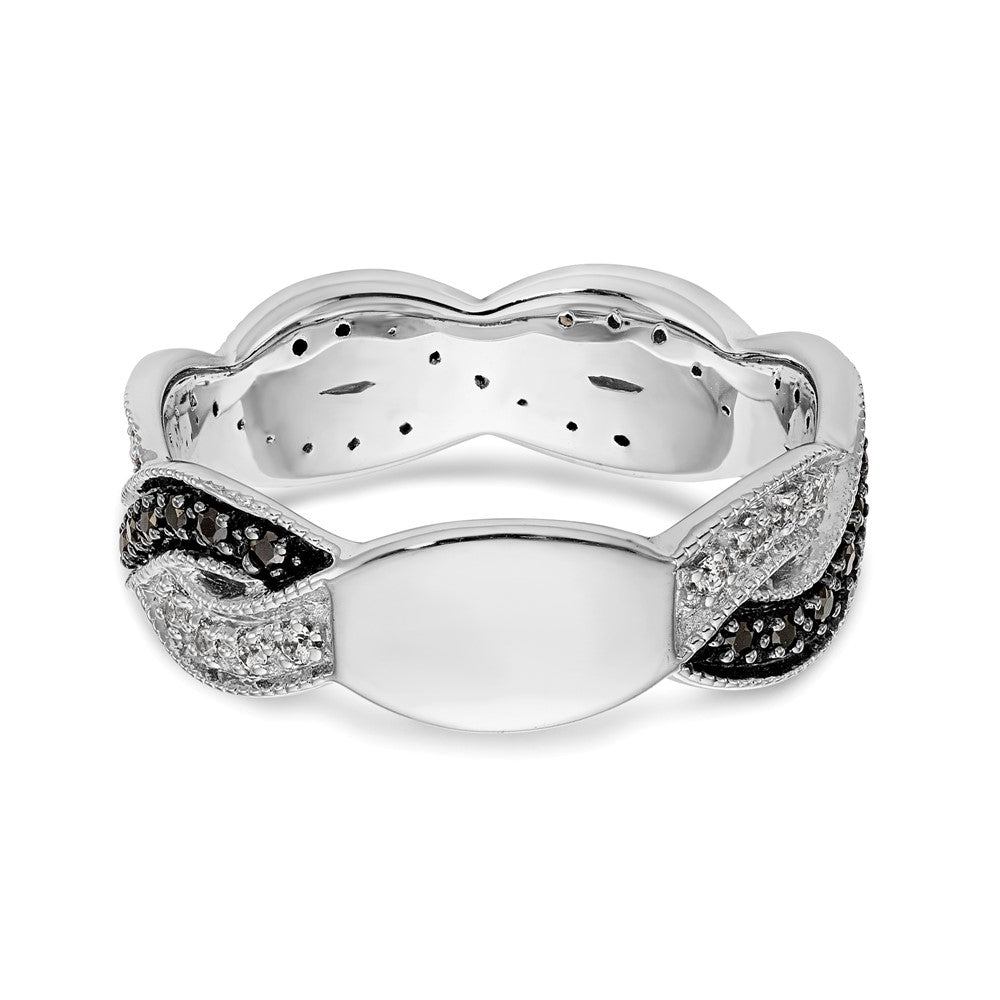 14K Weißgold Ring mit schwarzen und weißen natürlichen Diamanten