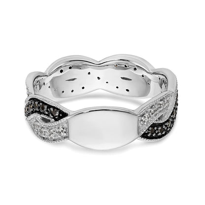 14K Weißgold Ring mit schwarzen und weißen natürlichen Diamanten