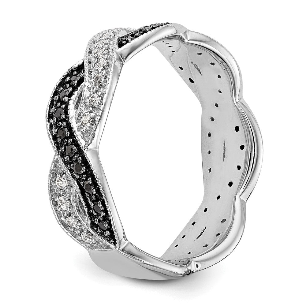 14K Weißgold Ring mit schwarzen und weißen natürlichen Diamanten