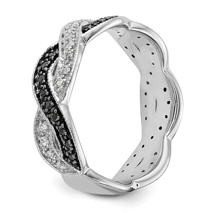 14K Weißgold Ring mit schwarzen und weißen natürlichen Diamanten