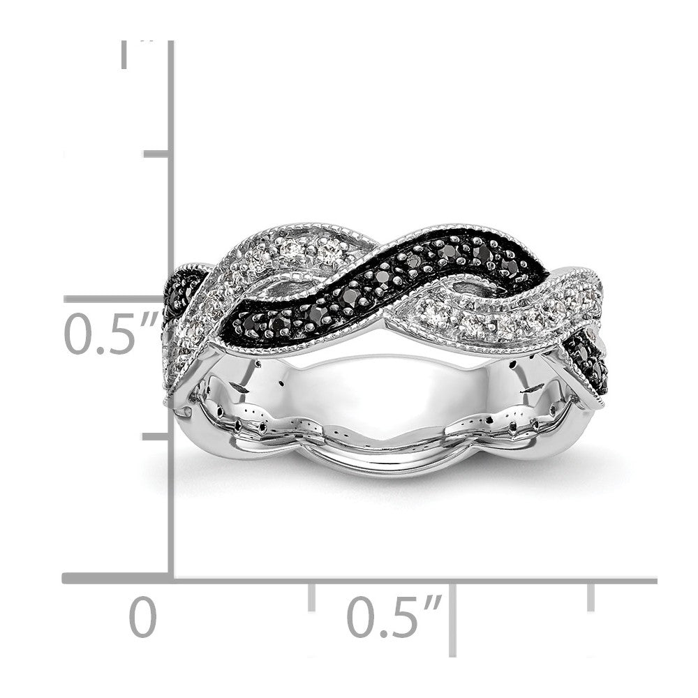 14K Weißgold Ring mit schwarzen und weißen natürlichen Diamanten