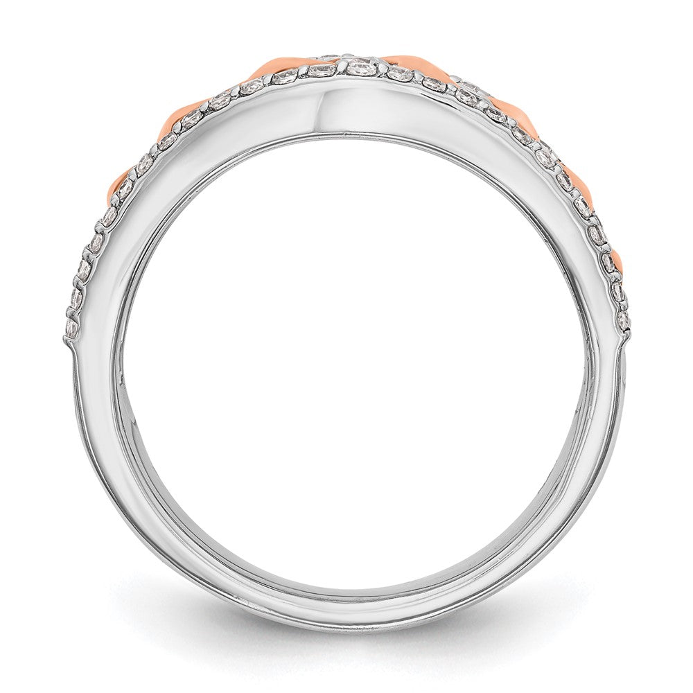 14K Weiß- und Roségold Ring mit echten Diamanten
