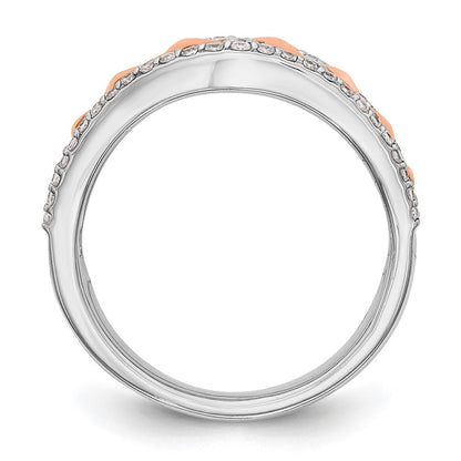 14K Weiß- und Roségold Ring mit echten Diamanten
