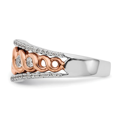 14K Weiß- und Roségold Ring mit echten Diamanten