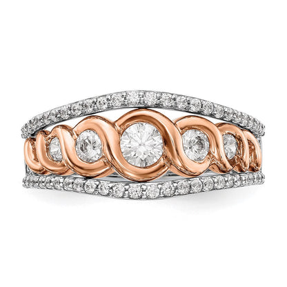 14K Weiß- und Roségold Ring mit echten Diamanten
