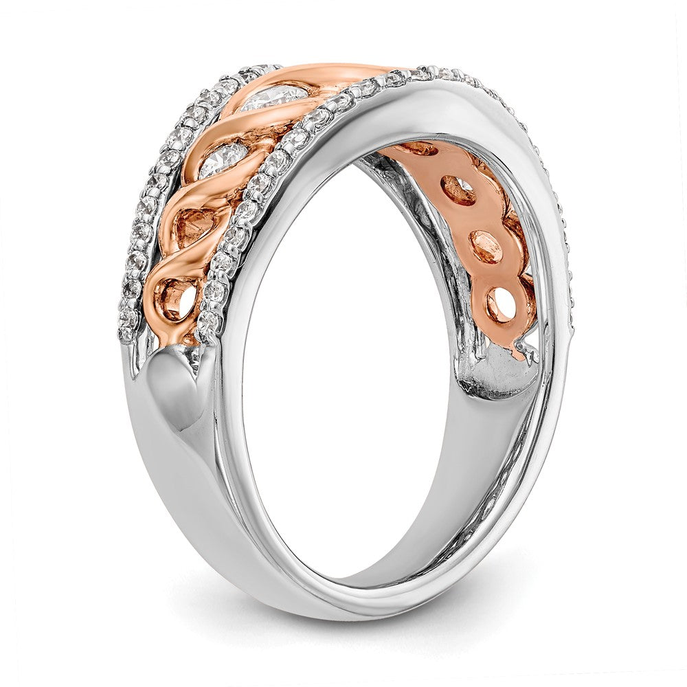 14K Weiß- und Roségold Ring mit echten Diamanten