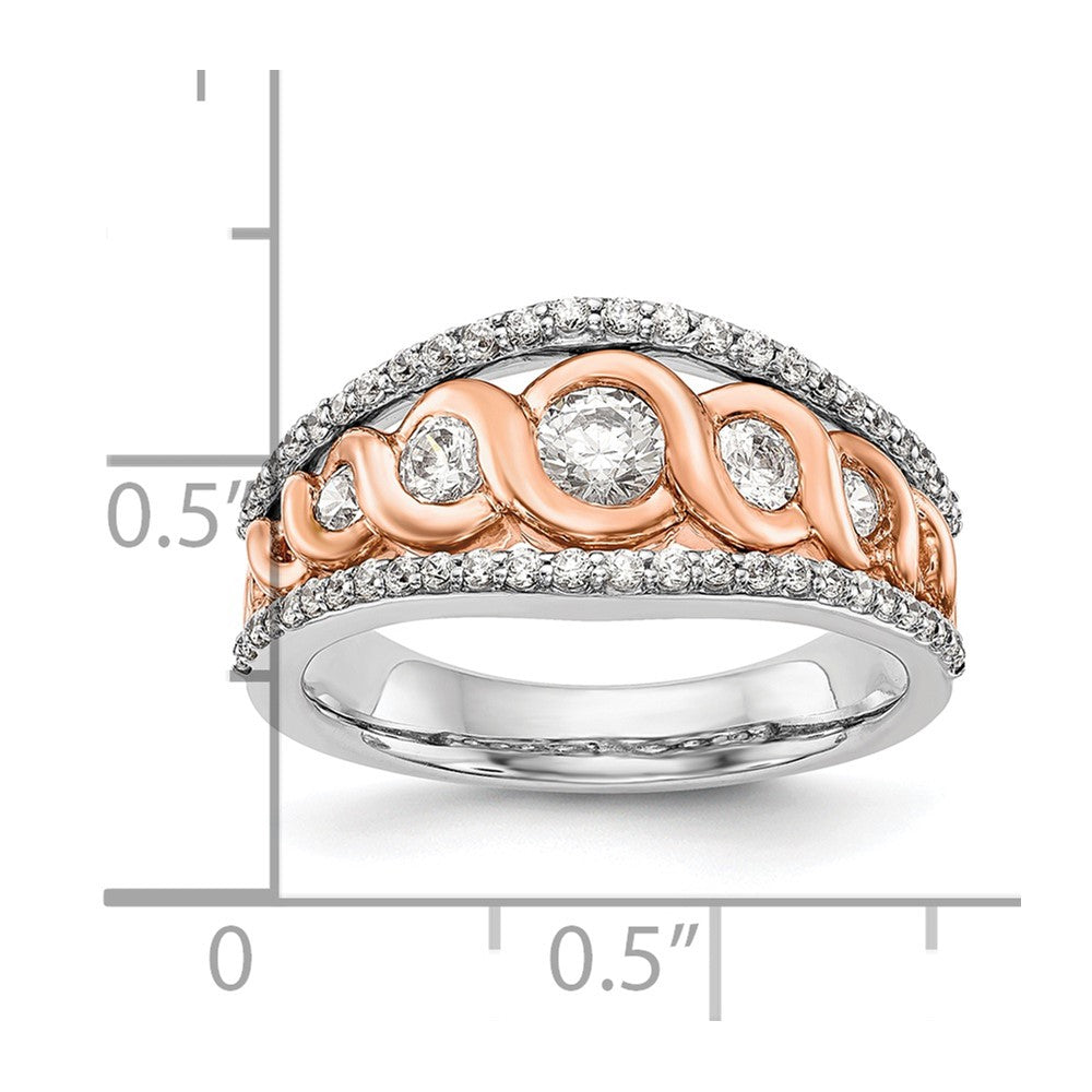 14K Weiß- und Roségold Ring mit echten Diamanten