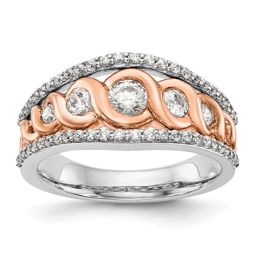 14K Weiß- und Roségold Ring mit echten Diamanten