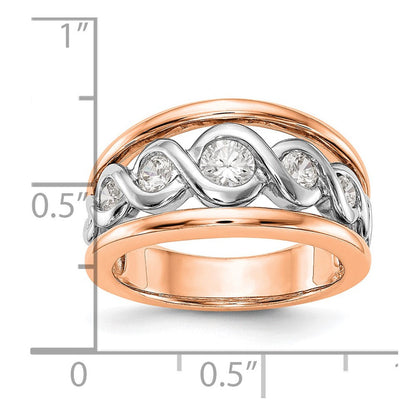 14K Weiß- und Roségold Ehering mit natürlichen Diamanten, 0,3 ct Gesamtgewicht
