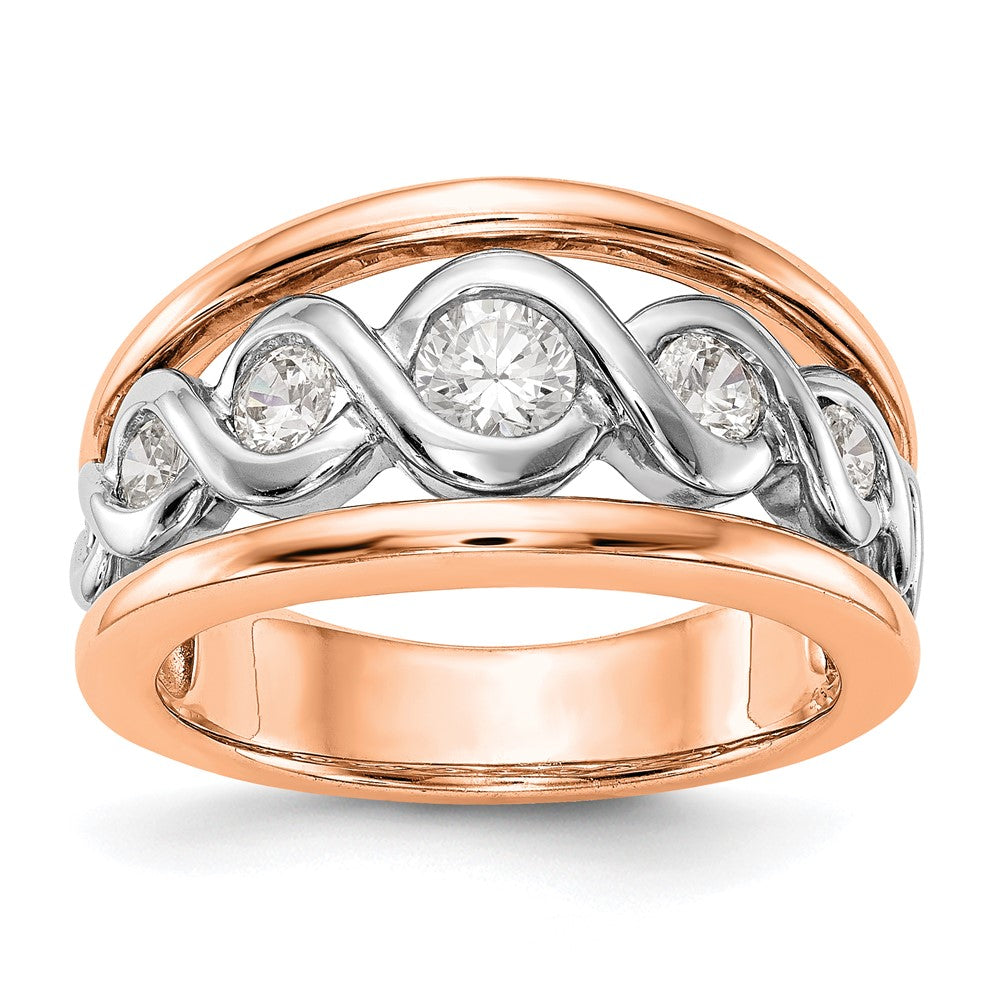 14K Weiß- und Roségold Ehering mit natürlichen Diamanten, 0,3 ct Gesamtgewicht