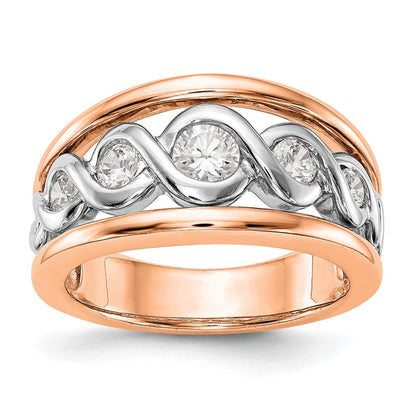 14K Weiß- und Roségold Ehering mit natürlichen Diamanten, 0,3 ct Gesamtgewicht
